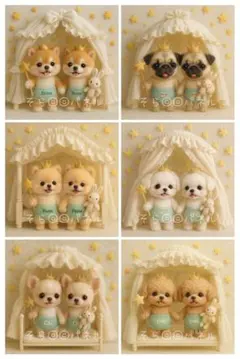 【在庫あり】パネル生地 499 ⚮ 毛糸のパンツ☆犬 6柄セット