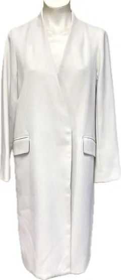 美品☆UNITED TOKYO ストレッチVネックコート オフホワイト１☆