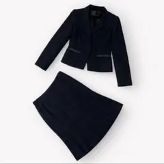 美品 アンタイトル ツイード スーツ セットアップ 1 紺 ラメ 卒業式 入学式