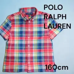 ​【美品】ラルフローレン 半袖シャツ 160 チェック柄 現行QRタグ ボーイズ