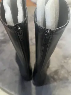 by muni:r バイムニール（23cm） スクエアトゥ ロングブーツ 黒