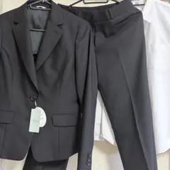 洋服の青山 9号 7号レディース パンツスーツ上下セット ブラックのサムネイル