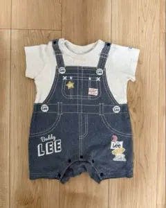 【値下げ】Lee デニム調オーバーオールロンパース