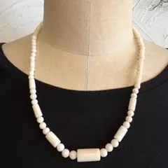 天然白珊瑚ネックレス 円柱珊瑚デザイン 本珊瑚53cm