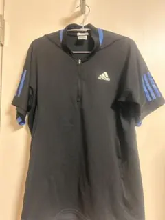adidas ハーフジップシャツ 黒/青