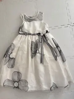 花柄刺繍ドレス 110〜120cm ホワイト/ブラック