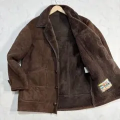 빈티지 리얼 무톤 시어링 보어 런치 코트 브라운 L~XL