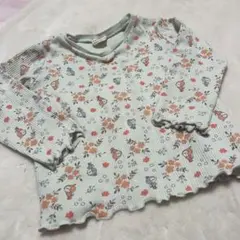 ミントグリーン 花柄 コキンちゃん　ドキンちゃん　長袖カットソー