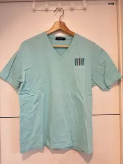 【バーバリーブラックレーベル】ミントグリーン Vネック Tシャツ 半袖 M