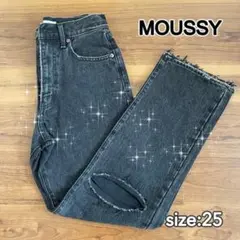 新品! マウジー ダメージ デニム ブラック 25インチ 人気 品薄 お買い得