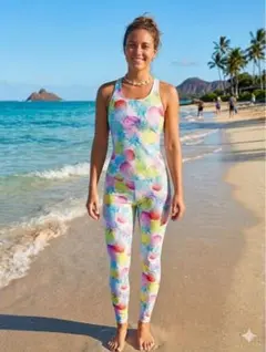 レディース 水着 セパレート パイナップル柄 Mサイズ タンクトップ 長ズボン