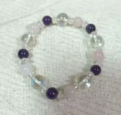 アメジスト と ローズクォーツ 数珠ブレス / ブレスレット 念珠 天然石 水晶