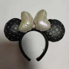 【美品】ミニー耳カチューシャ シルバーリボン