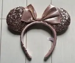ディズニーカチューシャ　スパンコール　ミニー　ピンク