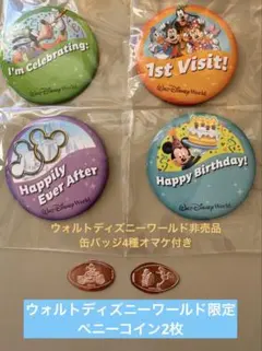 【缶バッジオマケ付き】ウォルトディズニーワールド限定　ペニーコイン2枚