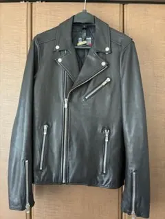 ブラックレザー ダブルライダースジャケット