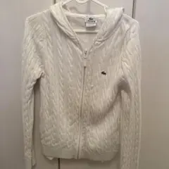LACOSTE フード付きケーブルニットパーカー