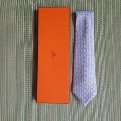 新品タグ 箱付 HERMES エルメス チェーン柄 シルク ネクタイ ピンク