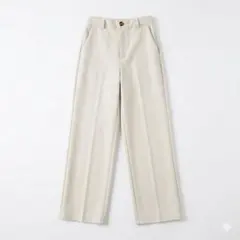 【美品】GU センタープレス ストレートワイドパンツ ベージュ M【PA004】
