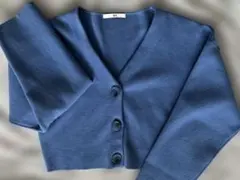 SLY ブルー Vネック カーディガン FREEサイズ