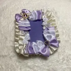 ハンドメイド トレカケース 硬質ケースデコ レースデコ 紫