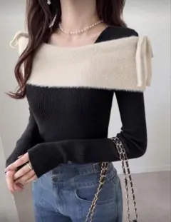SHEIN FRIFUL オフショル風 ニット トップス