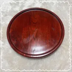 伝統工芸 相模塗り 天然木 丸盆 お盆 漆器 茶道具 木目 箱付き 昭和レトロ