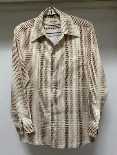 総柄の長袖シャツ 80s 昭和レトロ ミッドセンチュリー 当時物 古着