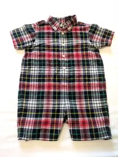 【ラルフローレン】チェック柄 半袖ロンパース