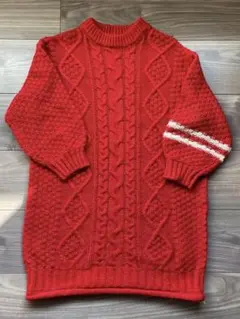 BREEZE 赤 ケーブル編み ニットワンピース 120