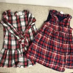 H&M 子供チェック柄ワンピース　2点セット