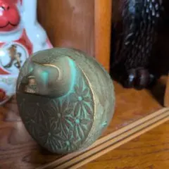 猿の置物 日展彫刻家 三枝惣太郎作 美術鋳工芸品 縁起物 高岡銅器