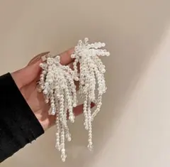 パールビーズロングピアス