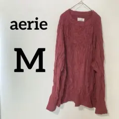 aerie 【M】レッド ケーブルニット 長袖セーター　あたたかい　冬服