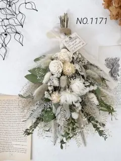 ドライフラワースワッグ❁⃘*ナチュラルWhiteスワッグ【34㎝】