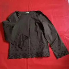 ブラウン刺繍入り長袖ブラウス　Ｌ