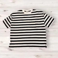 【GU】ジーユー ボーダー Tシャツ Lサイズ コットン100% 厚手 美品