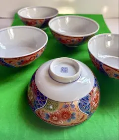 【未使用】有田焼 南風窯 色絵飯碗 5客セット 花柄 和食器 茶碗