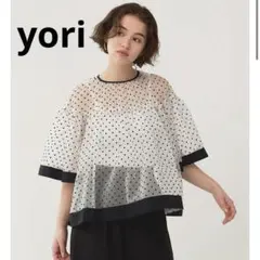 yori ヨリ　ドットオーガンジーブラウス ホワイト シアー ドット　リボンのサムネイル