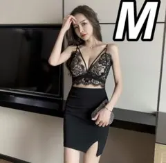 キャバドレス・ドレス・ワンピース・レディース・セクシー・レース・ミニ・黒・S S