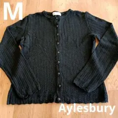 M　黒　カーディガン　長袖　鍵編み　レース　アリスバーリー
