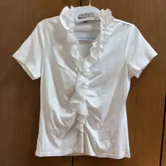 23区　ブラウス　シャツ　Tシャツ　ホワイト　白　フリル　L 半袖　M 40のサムネイル