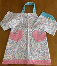 ハンドメイド　キッズエプロン3点セット　リボン①
