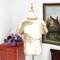 極美品　HERMES エルメス シルク　ホース柄　ニット　トップス イエロー 極美品 HERMES エルメス シルク ホース柄 ニット トップス イエロー