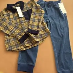 チェックシャツ イージーパンツ セット売り 120