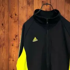 00s old adidas トラックジャケット M ブラック×ネオンカラー ②