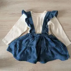 BREEZE　デニムジャンパースカート　ロンパース　セット　80