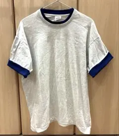 極美品 BVD USA製 ダブルフェイス Tシャツ Lサイズ グレーネイビーのサムネイル