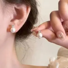 上品 パール風 ビジュー ピアス 10mm シルバー×ホワイト 大粒 結婚式 白