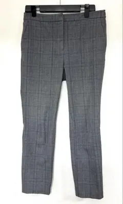 ZARA グレー チェック柄 スリムフィットパンツ